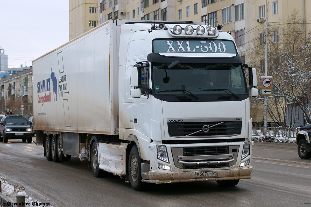 Амурская область, № Е 587 НС 28 — Volvo ('2008) FH.500; Амурская область, № АР 4502 28 — Schmitz Cargobull S.KO (общая модель)