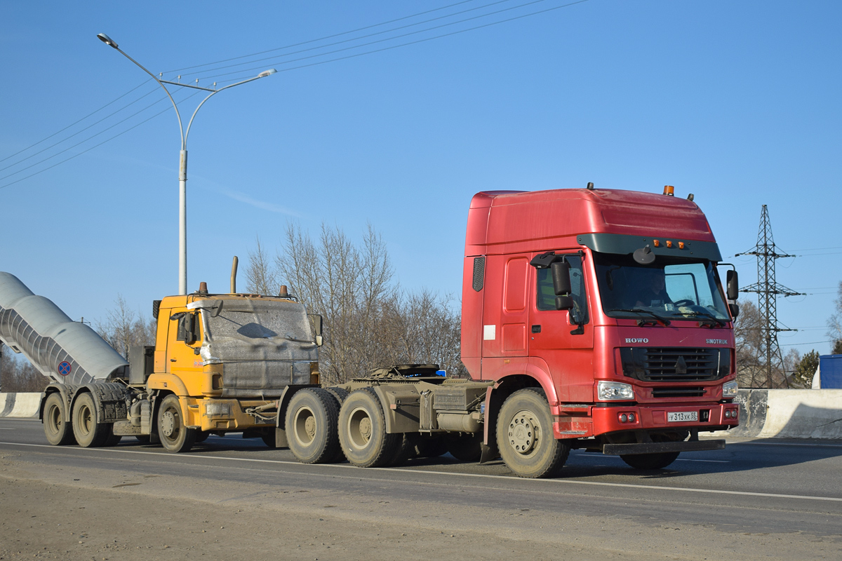 Омская область, № У 313 ХК 55 — Howo HW ZZ4327; Омская область, № Т 550 КУ 55 — КамАЗ-65116-A4(23)