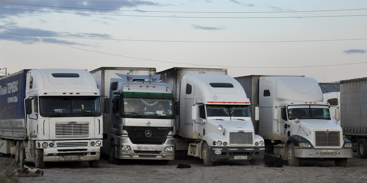 Тюменская область, № О 228 РР 72 — Freightliner Argosy; Приморский край, № Р 038 ЕС 125 — Mercedes-Benz Actros ('2003) 1841; Еврейская автономная область, № А 268 МТ 79 — Freightliner Century Class; Еврейская автономная область, № А 238 НО 79 — International 9400; Саха (Якутия) — Разные фотографии (Автомобили)