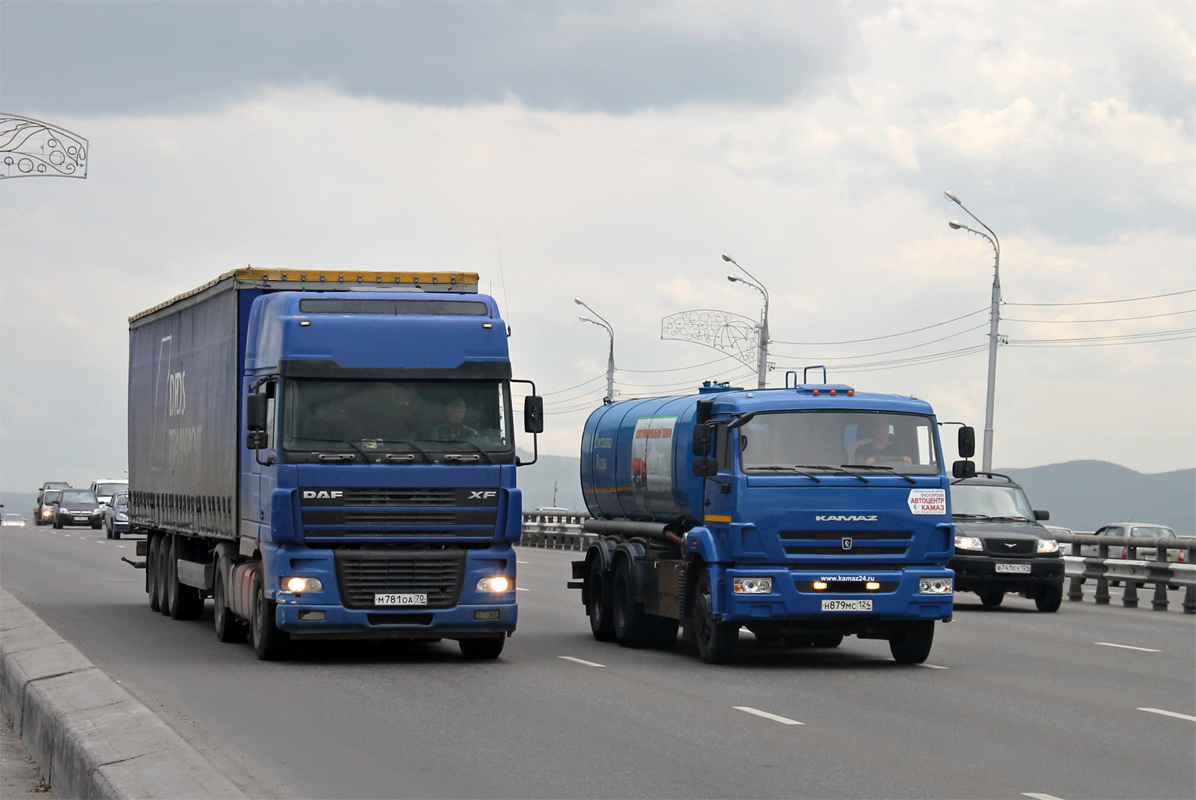 Томская область, № М 781 ОА 70 — DAF XF95 FT; Красноярский край, № Н 879 МС 124 — КамАЗ-65115-L4(19)