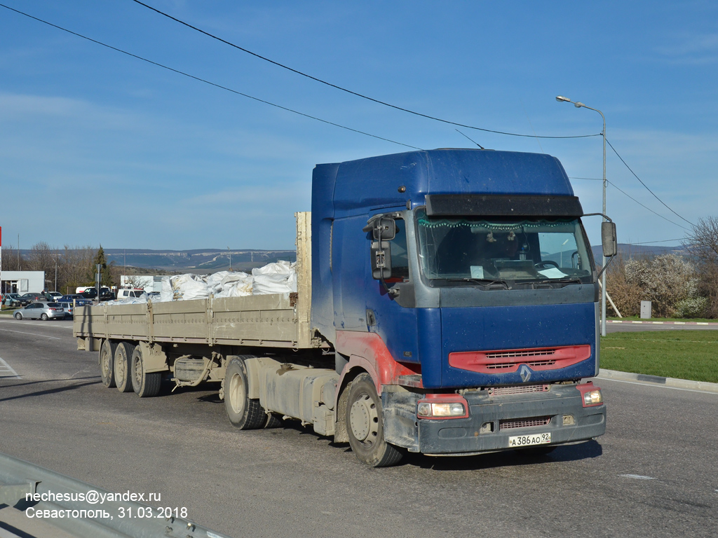Севастополь, № А 386 АО 92 — Renault Premium ('1996)