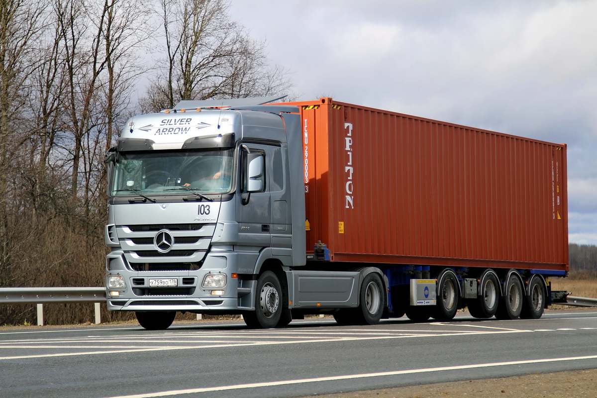 Санкт-Петербург, № Х 759 ВО 178 — Mercedes-Benz Actros ('2009) 1844; Mercedes-Benz Actros ('2009) "Silver Arrow" (Новгородская область)