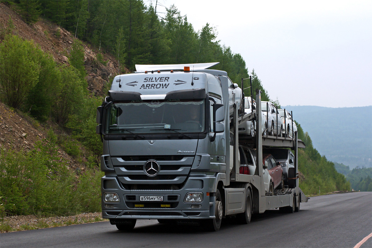 Приморский край, № В 596 МУ 125 — Mercedes-Benz Actros ('2009) 1844; Mercedes-Benz Actros ('2009) "Silver Arrow" (Забайкальский край)