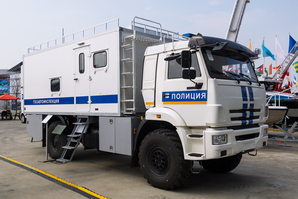 Марий Эл, № (12) Б/Н 0001 — КамАЗ-43502-D5(66); Московская область — Выставка "Комплексная безопасность — 2021"; Марий Эл — Автомобили без номеров; Марий Эл — Новые автомобили