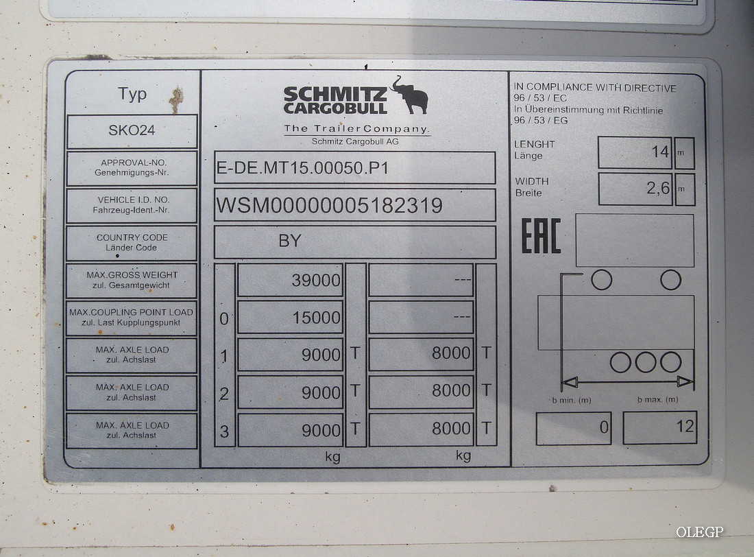 Витебская область, № А 9518 А-2 — Schmitz Cargobull S.KO (SCB*S3B) общ.мод