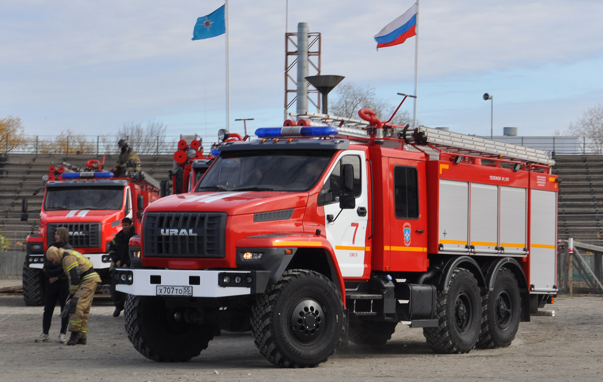 Омская область, № Х 707 ТО 55 — Урал NEXT 5557-72; Омская область — Пожарный биатлон-2023