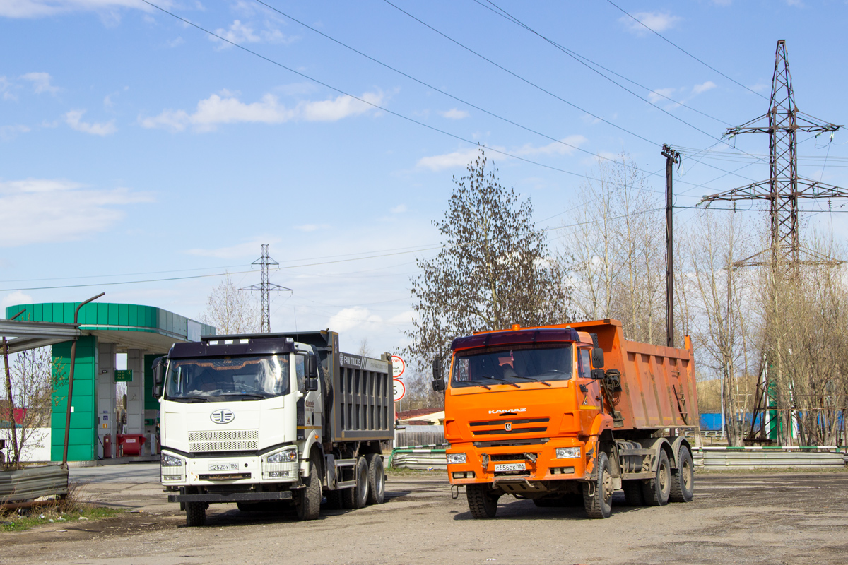Ханты-Мансийский автоном.округ, № Е 252 ОУ 186 — FAW J6 (общая модель); Ханты-Мансийский автоном.округ, № С 656 ВК 186 — КамАЗ-6522-43