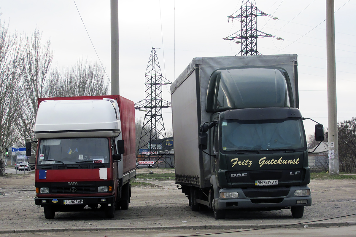 Волынская область, № АС 8027 АР — Tata LPT613; Сумская область, № ВМ 7539 АХ — DAF LF (общая модель)