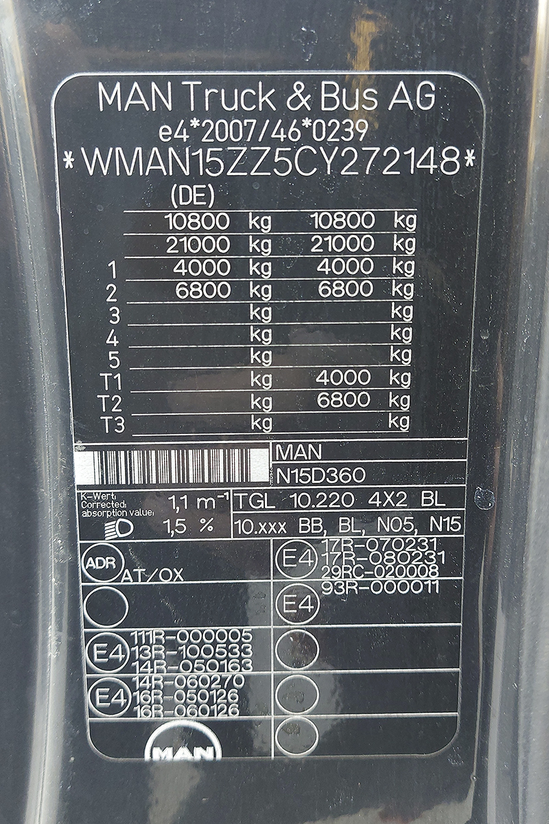 Днепропетровская область, № АЕ 9212 КТ — MAN TGL 12.220